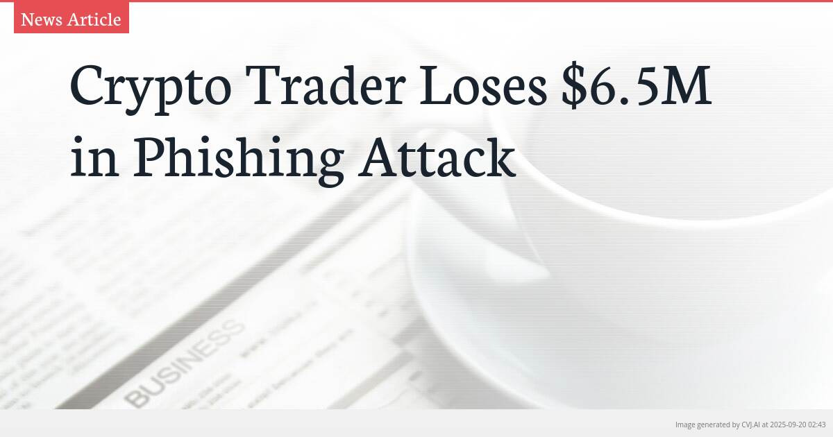 Crypto Trader Loses $6.5M in Phishing Attack