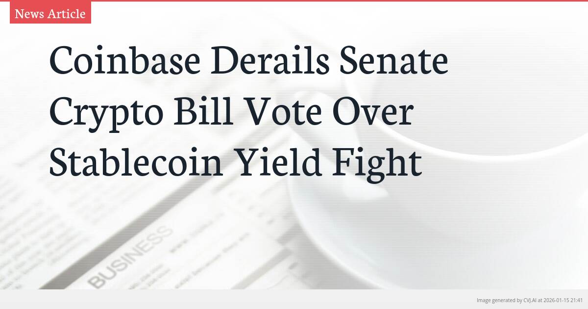 Coinbase Derails Senate Crypto Bill Vote Over Stablecoin Yield Fight