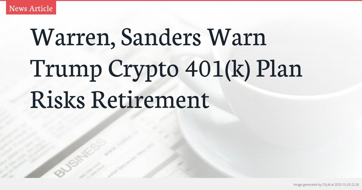 Warren, Sanders Warn Trump Crypto 401(k) Plan Risks Retirement