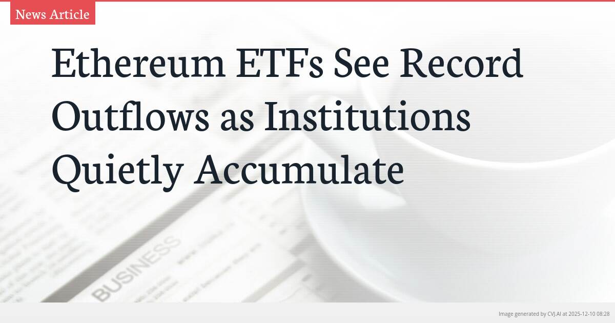 Ethereum ETFs See Record Outflows as Institutions Quietly Accumulate