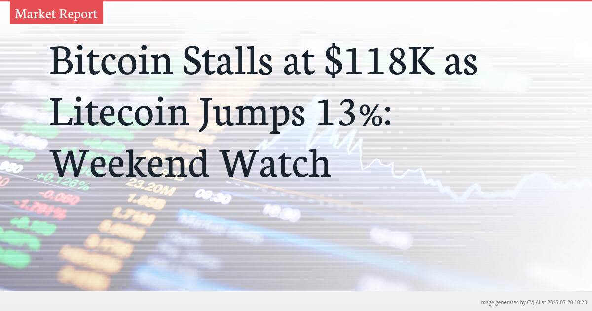 Bitcoin Stalls at $118K as Litecoin Jumps 13%: Weekend Watch