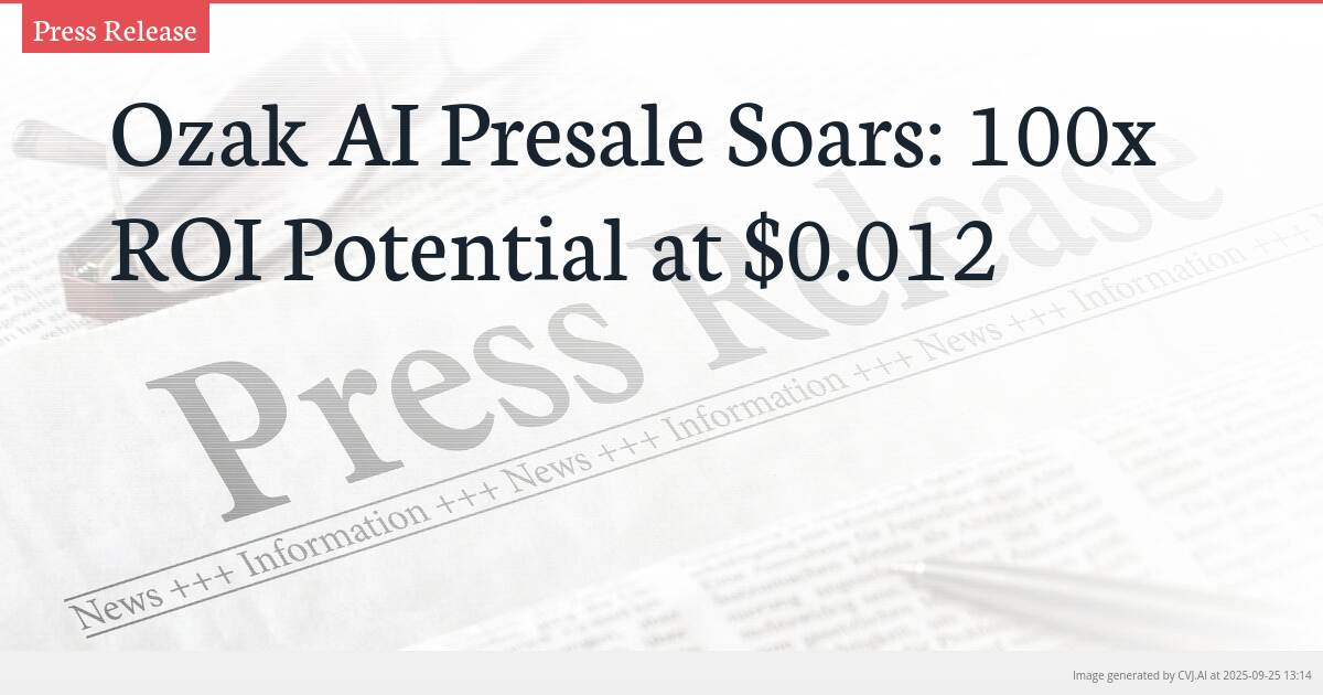 Ozak AI Presale Soars: 100x ROI Potential at $0.012