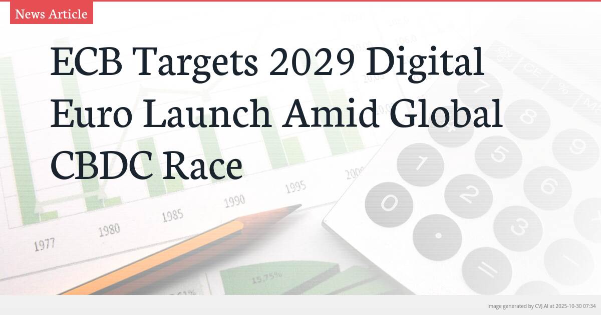 ECB Targets 2029 Digital Euro Launch Amid Global CBDC Race