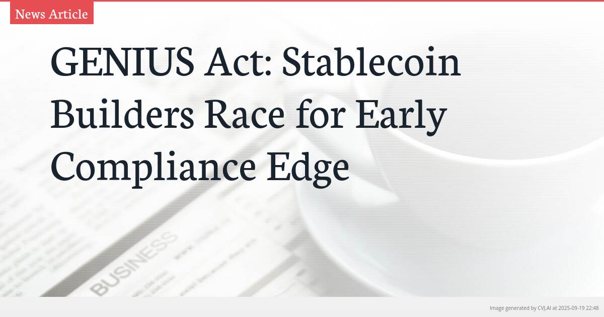 GENIUS Act: Stablecoin Builders Race for Early Compliance Edge