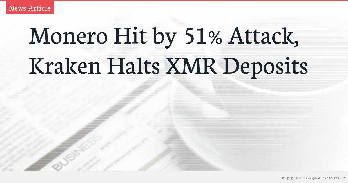 Monero Hit by 51% Attack, Kraken Halts XMR Deposits