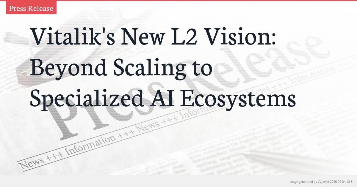 Vitalik’s New L2 Vision: Beyond Scaling to Specialized AI Ecosystems