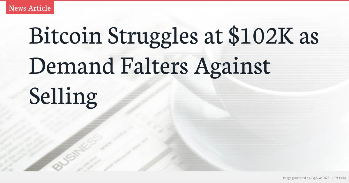 Bitcoin Struggles at $102K as Demand Falters Against Selling