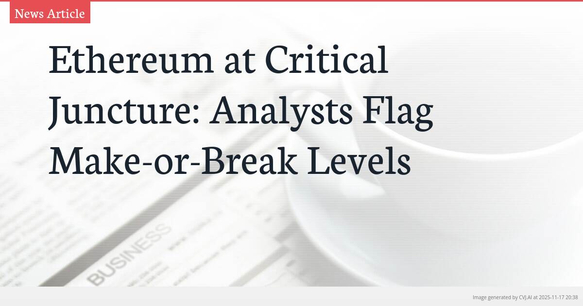 Ethereum at Critical Juncture: Analysts Flag Make-or-Break Levels