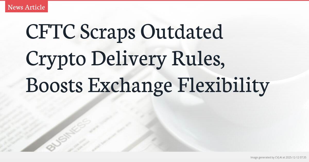CFTC Scraps Outdated Crypto Delivery Rules, Boosts Exchange Flexibility