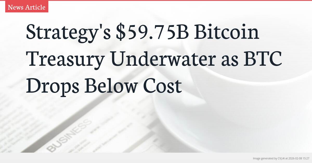 Strategy’s $59.75B Bitcoin Treasury Underwater as BTC Drops Below Cost