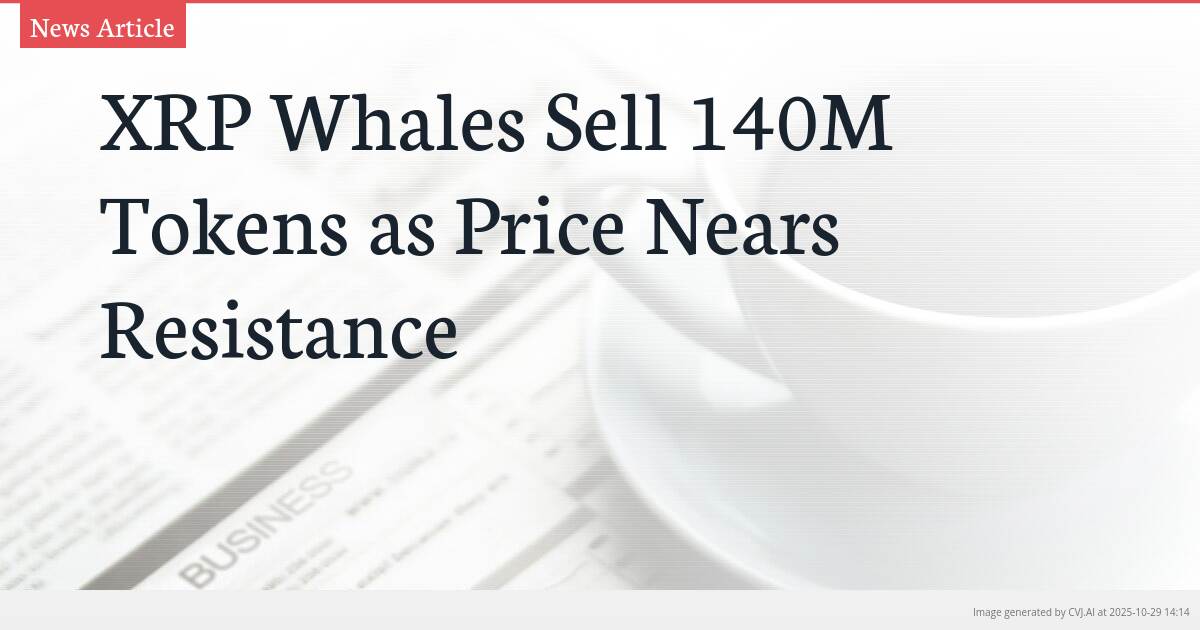 XRP Whales Sell 140M Tokens as Price Nears Resistance XRP Whales Sell 140M Tokens as Price Nears Resistance