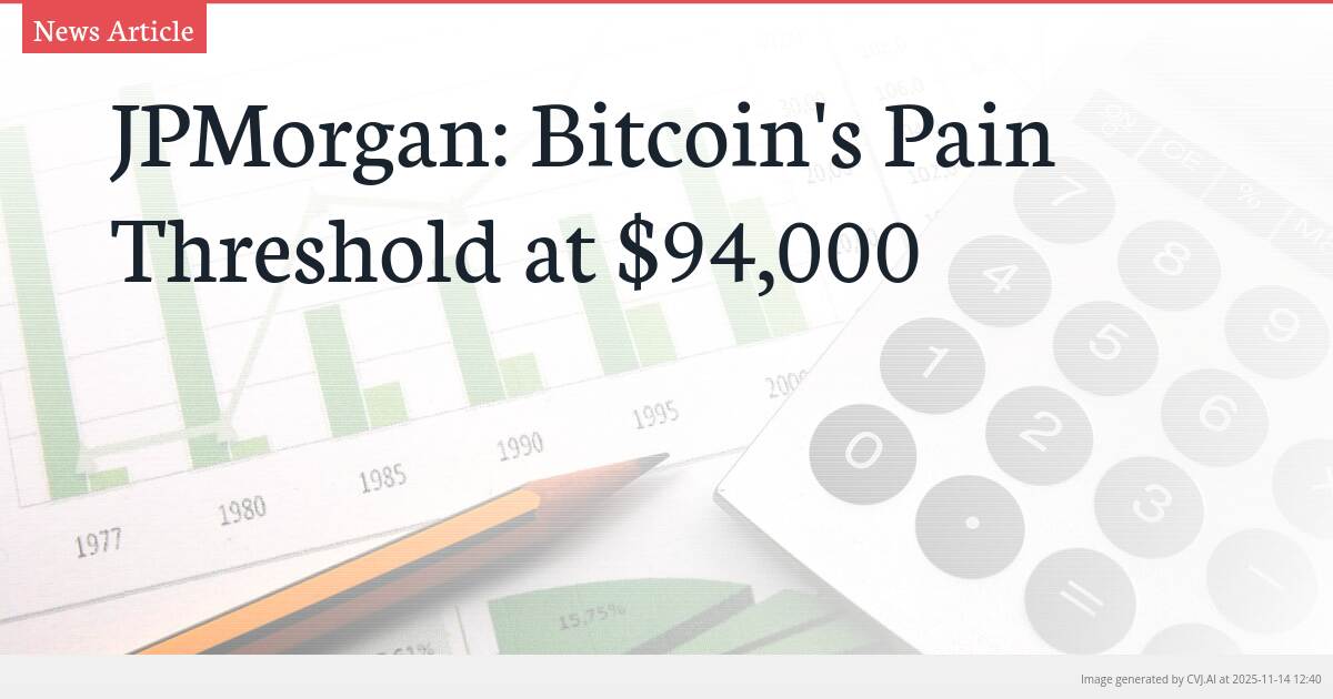 JPMorgan: Bitcoin’s Pain Threshold at $94,000