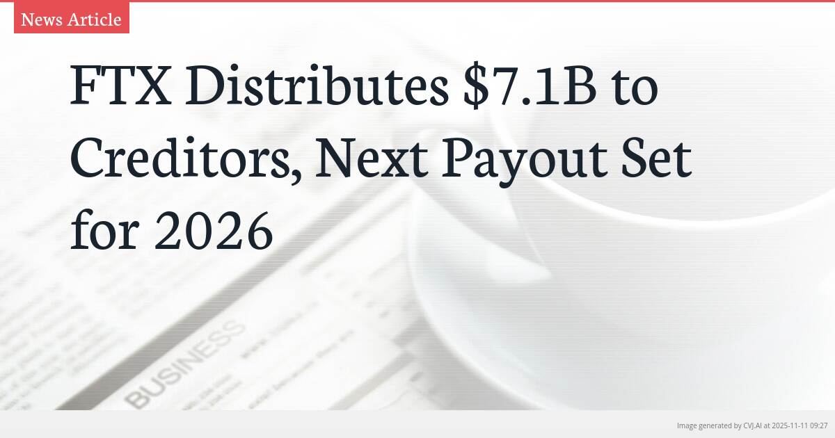 FTX Distributes $7.1B to Creditors, Next Payout Set for 2026