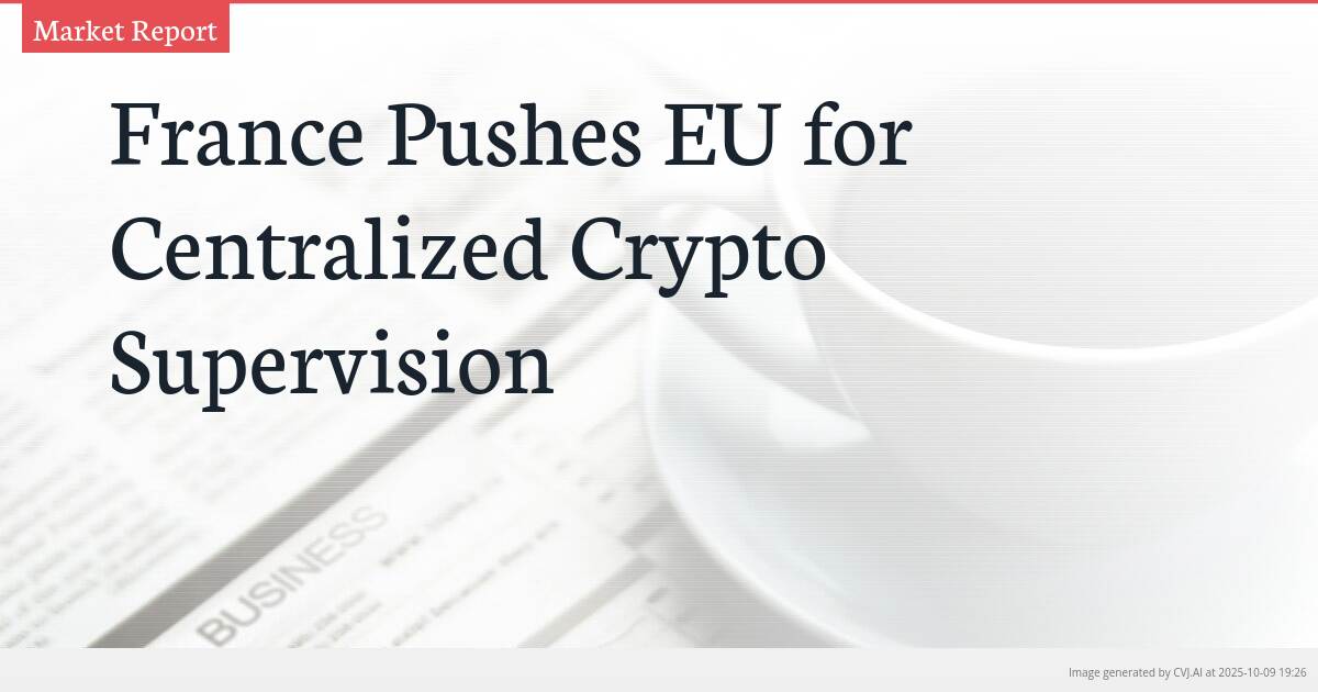 France Pushes EU for Centralized Crypto Supervision