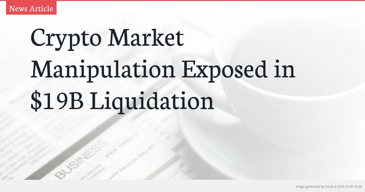 Crypto Market Manipulation Exposed in $19B Liquidation