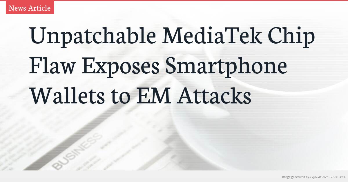 Unpatchable MediaTek Chip Flaw Exposes Smartphone Wallets to EM Attacks