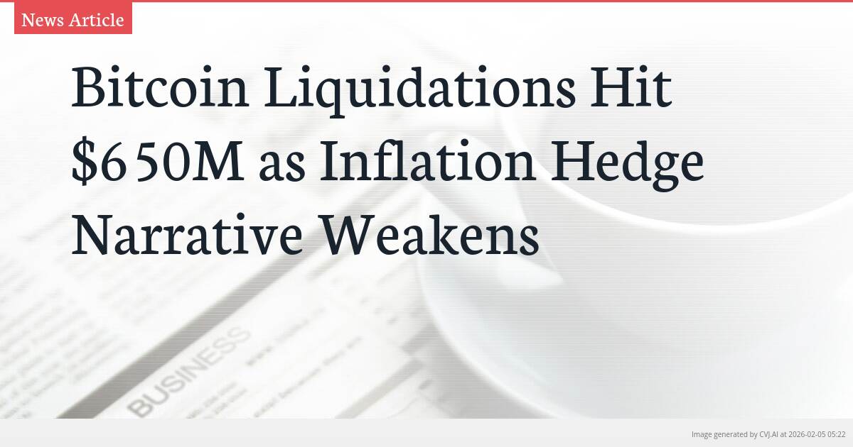 Bitcoin Liquidations Hit $650M as Inflation Hedge Narrative Weakens