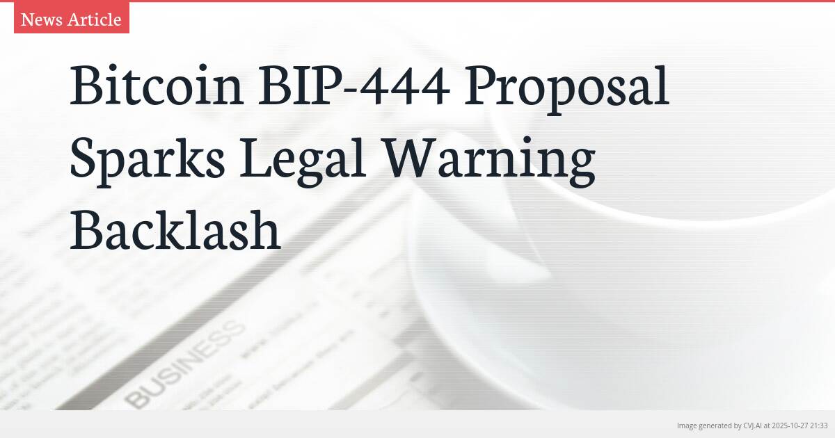 Bitcoin BIP-444 Proposal Sparks Legal Warning Backlash