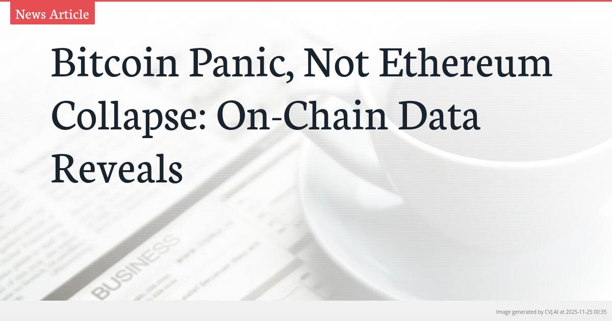 Bitcoin Panic, Not Ethereum Collapse: On-Chain Data Reveals