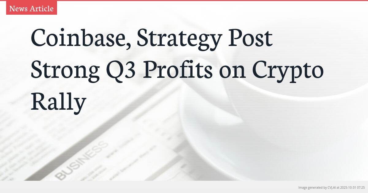 Coinbase, Strategy Post Strong Q3 Profits on Crypto Rally Coinbase, Strategy Post Strong Q3 Profits on Crypto Rally