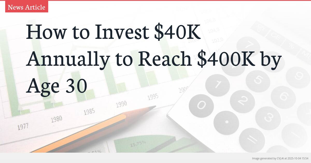 How to Invest $40K Annually to Reach $400K by Age 30