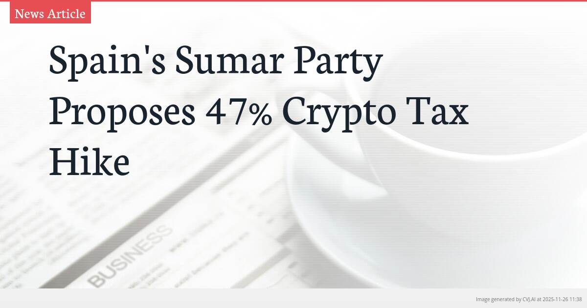 Spain’s Sumar Party Proposes 47% Crypto Tax Hike