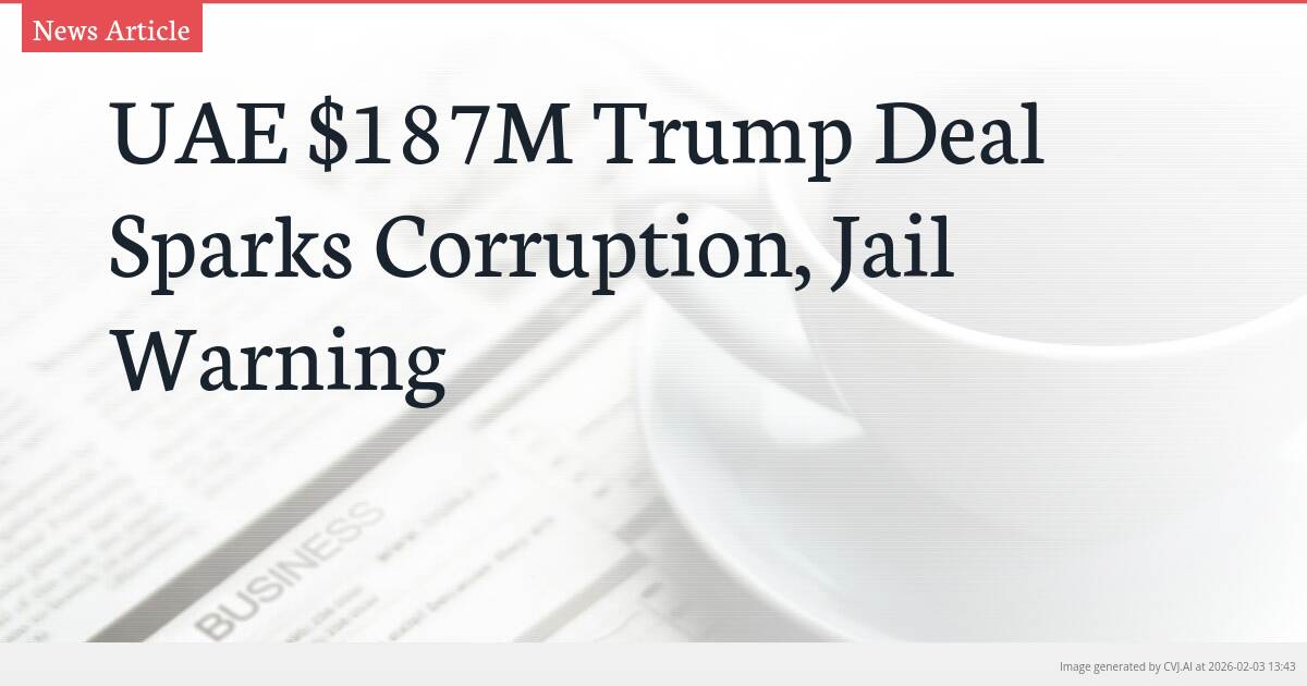 UAE $187M Trump Deal Sparks Corruption, Jail Warning