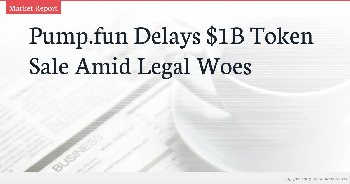 Pump.fun Delays $1B Token Sale Amid Legal Woes