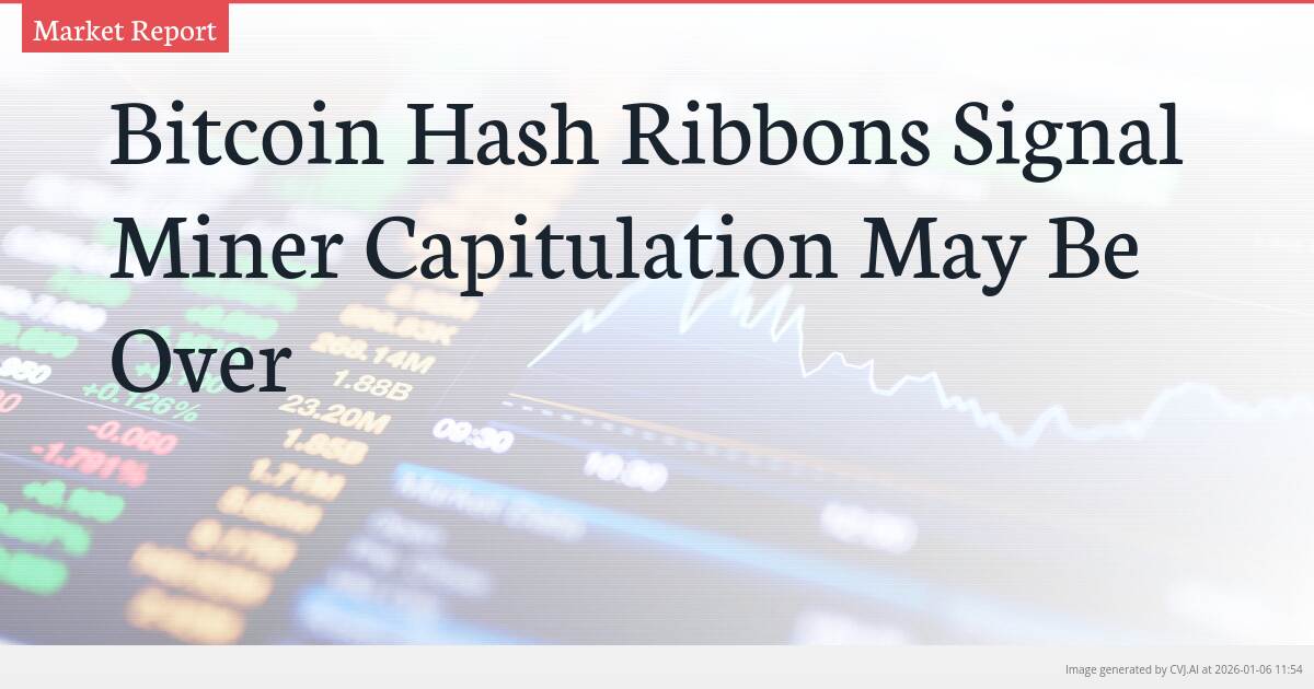 Bitcoin Hash Ribbons Signal Miner Capitulation May Be Over