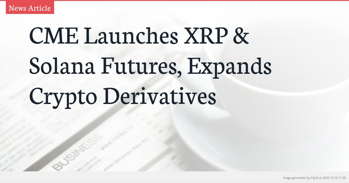 CME Launches XRP & Solana Futures, Expands Crypto Derivatives