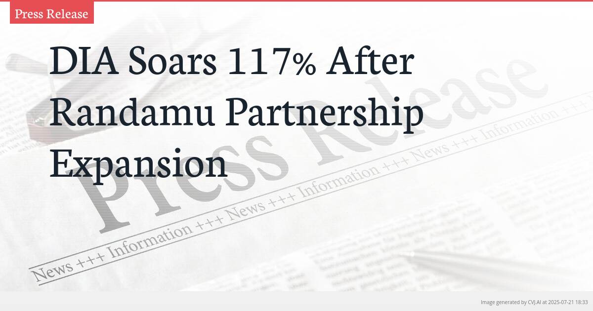 DIA Soars 117% After Randamu Partnership Expansion