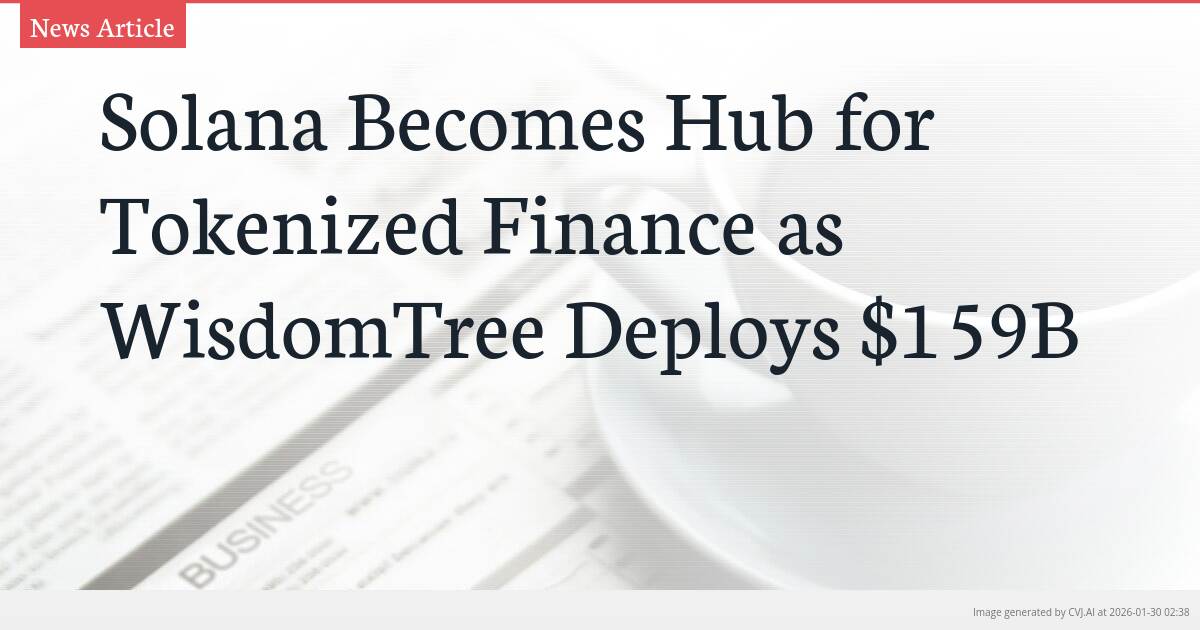 Solana Becomes Hub for Tokenized Finance as WisdomTree Deploys $159B