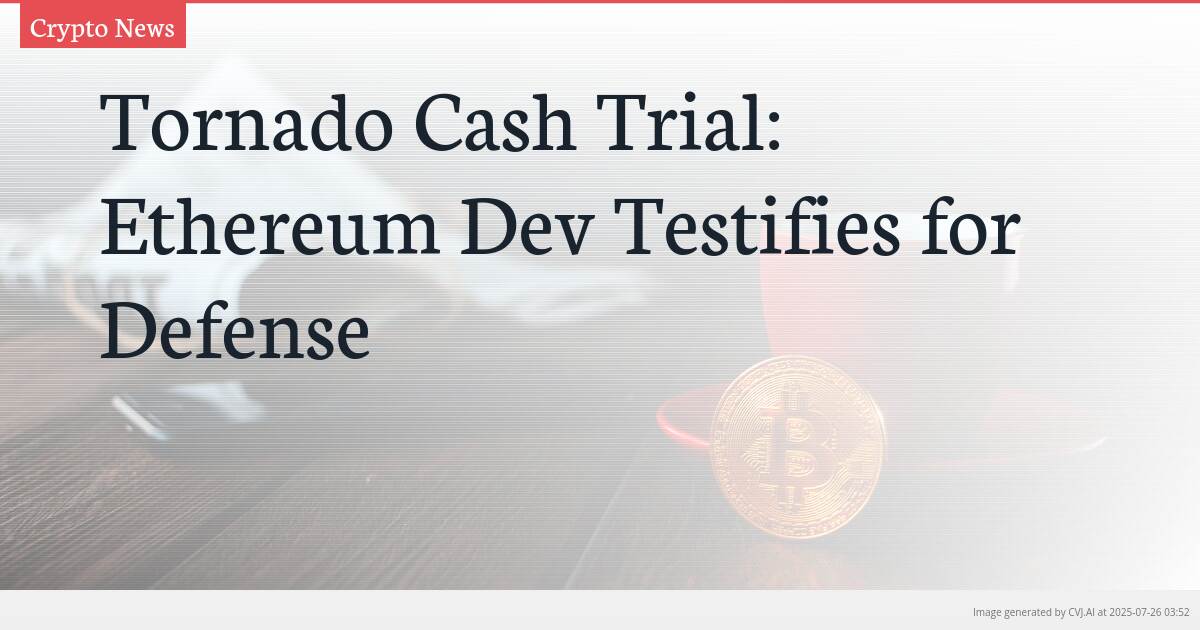 Tornado Cash Trial: Ethereum Dev Testifies for Defense