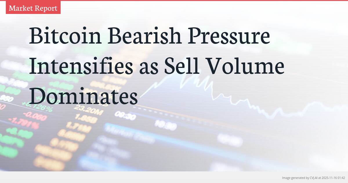 Bitcoin Bearish Pressure Intensifies as Sell Volume Dominates