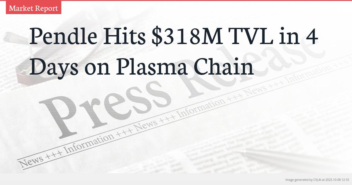 Pendle Hits $318M TVL in 4 Days on Plasma Chain