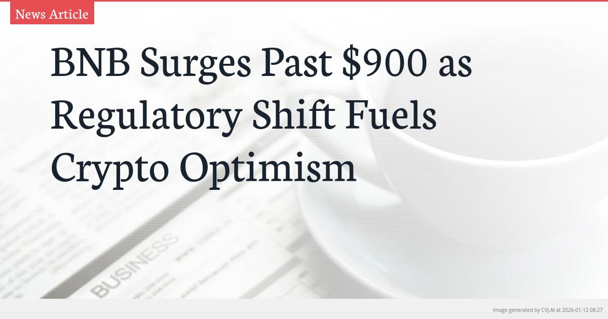 BNB Surges Past $900 as Regulatory Shift Fuels Crypto Optimism