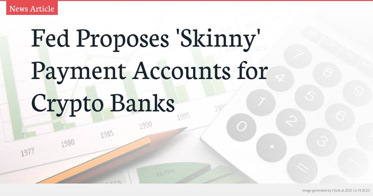 Fed Proposes ‘Skinny’ Payment Accounts for Crypto Banks