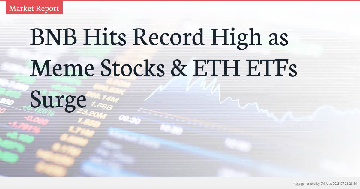 BNB Hits Record High as Meme Stocks & ETH ETFs Surge