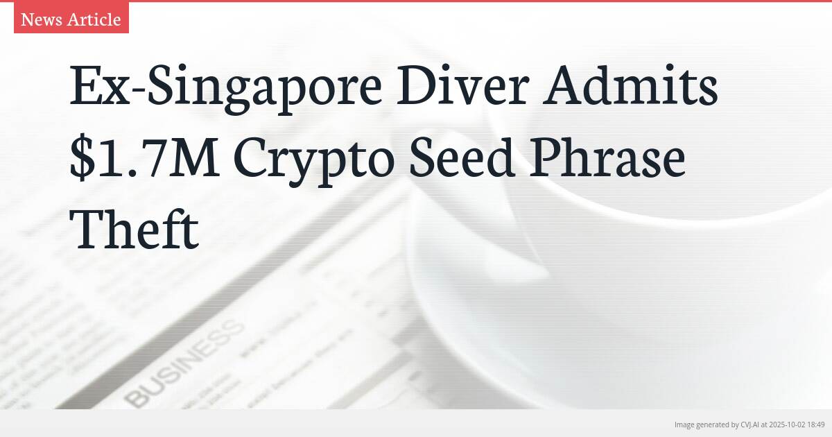 Ex-Singapore Diver Admits $1.7M Crypto Seed Phrase Theft