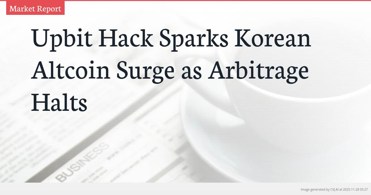 Upbit Hack Sparks Korean Altcoin Surge as Arbitrage Halts