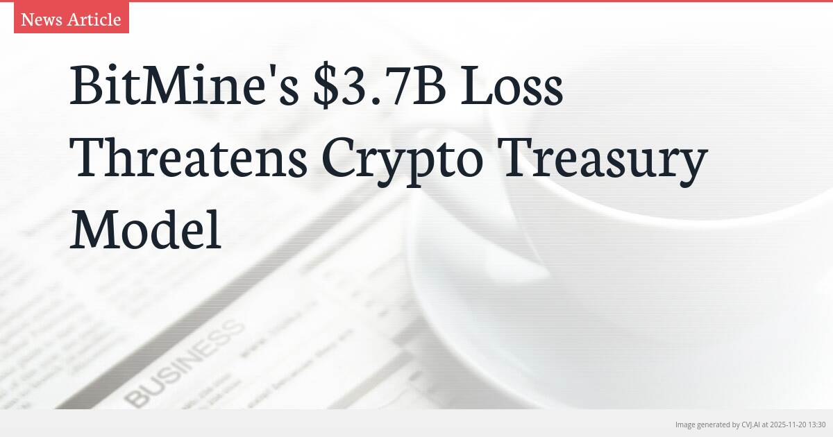 BitMine’s $3.7B Loss Threatens Crypto Treasury Model