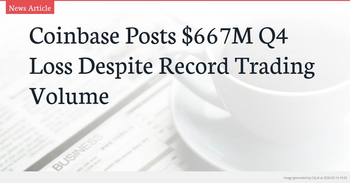 Coinbase Posts $667M Q4 Loss Despite Record Trading Volume