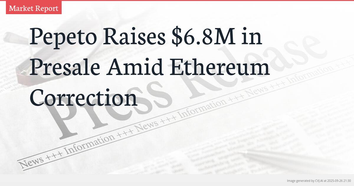 Pepeto Raises $6.8M in Presale Amid Ethereum Correction