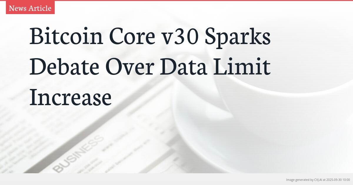 Bitcoin Core v30 Sparks Debate Over Data Limit Increase