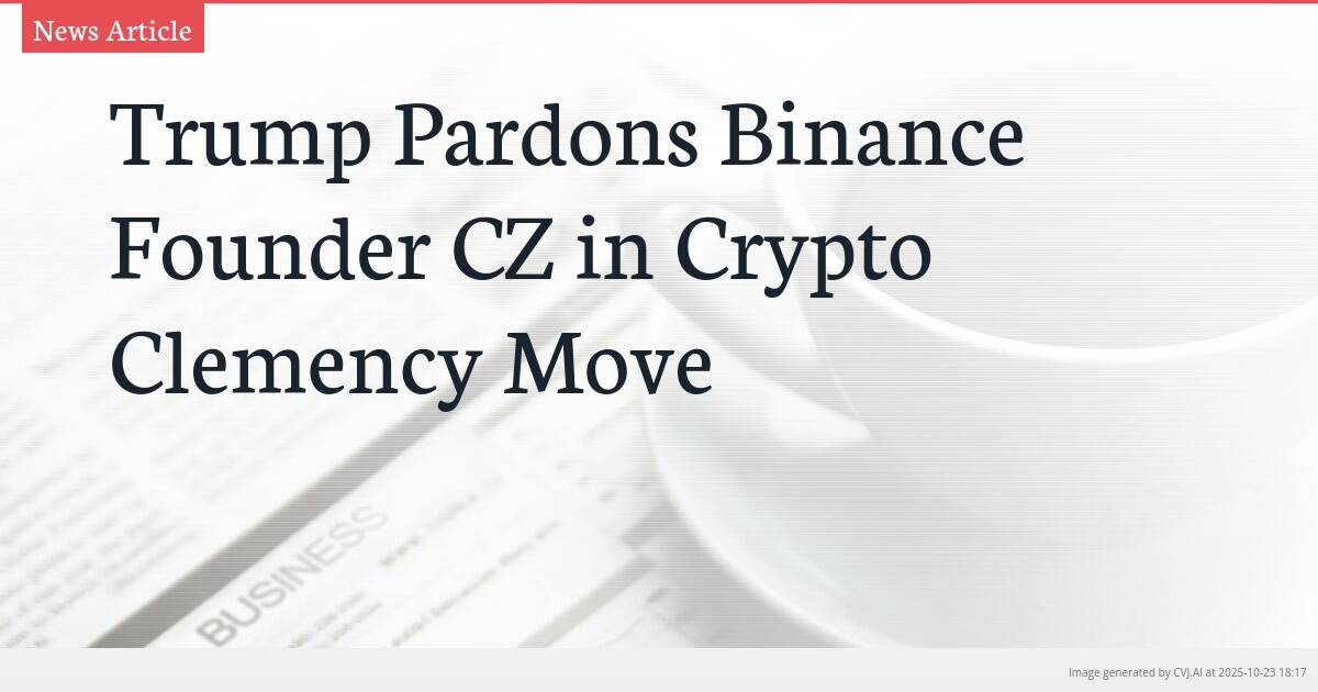 Trump Pardons Binance Founder CZ in Crypto Clemency Move