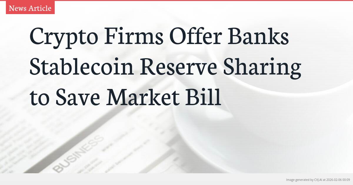 Crypto Firms Offer Banks Stablecoin Reserve Sharing to Save Market Bill