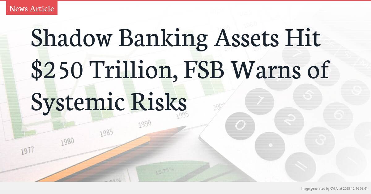 Shadow Banking Assets Hit $250 Trillion, FSB Warns of Systemic Risks