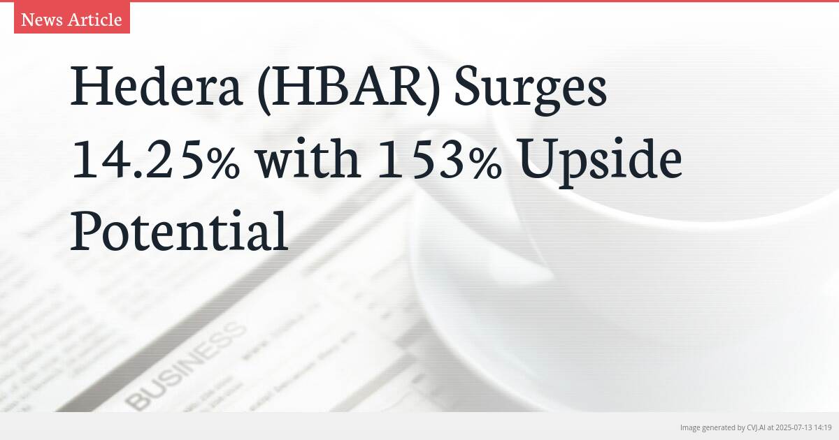 Hedera (HBAR) Surges 14.25% with 153% Upside Potential