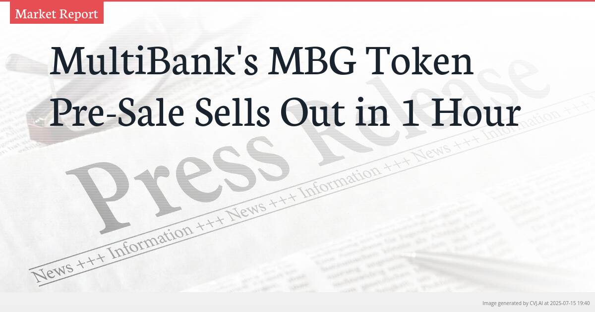 MultiBank’s MBG Token Pre-Sale Sells Out in 1 Hour