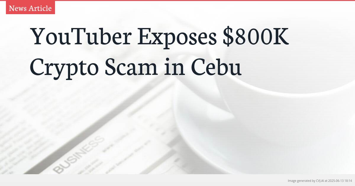 YouTuber Exposes $800K Crypto Scam in Cebu